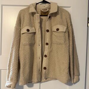 Tan Sherpa Jacket with Button Details